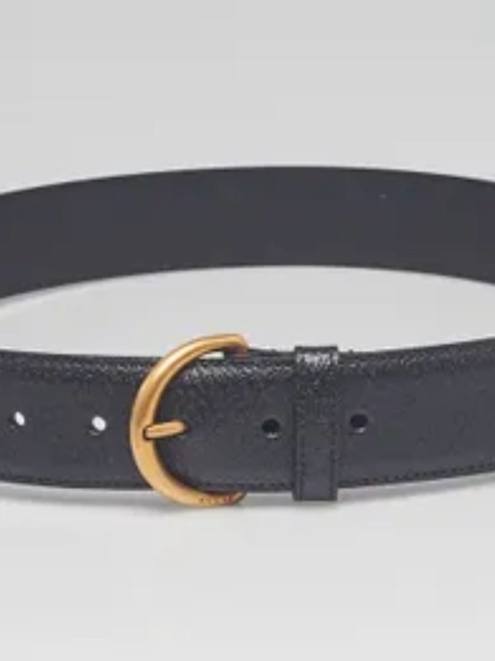 Gucci Black Leather Belt with Gold-Tone Round Buckle The buckle has signed used - Picture 4 of 7